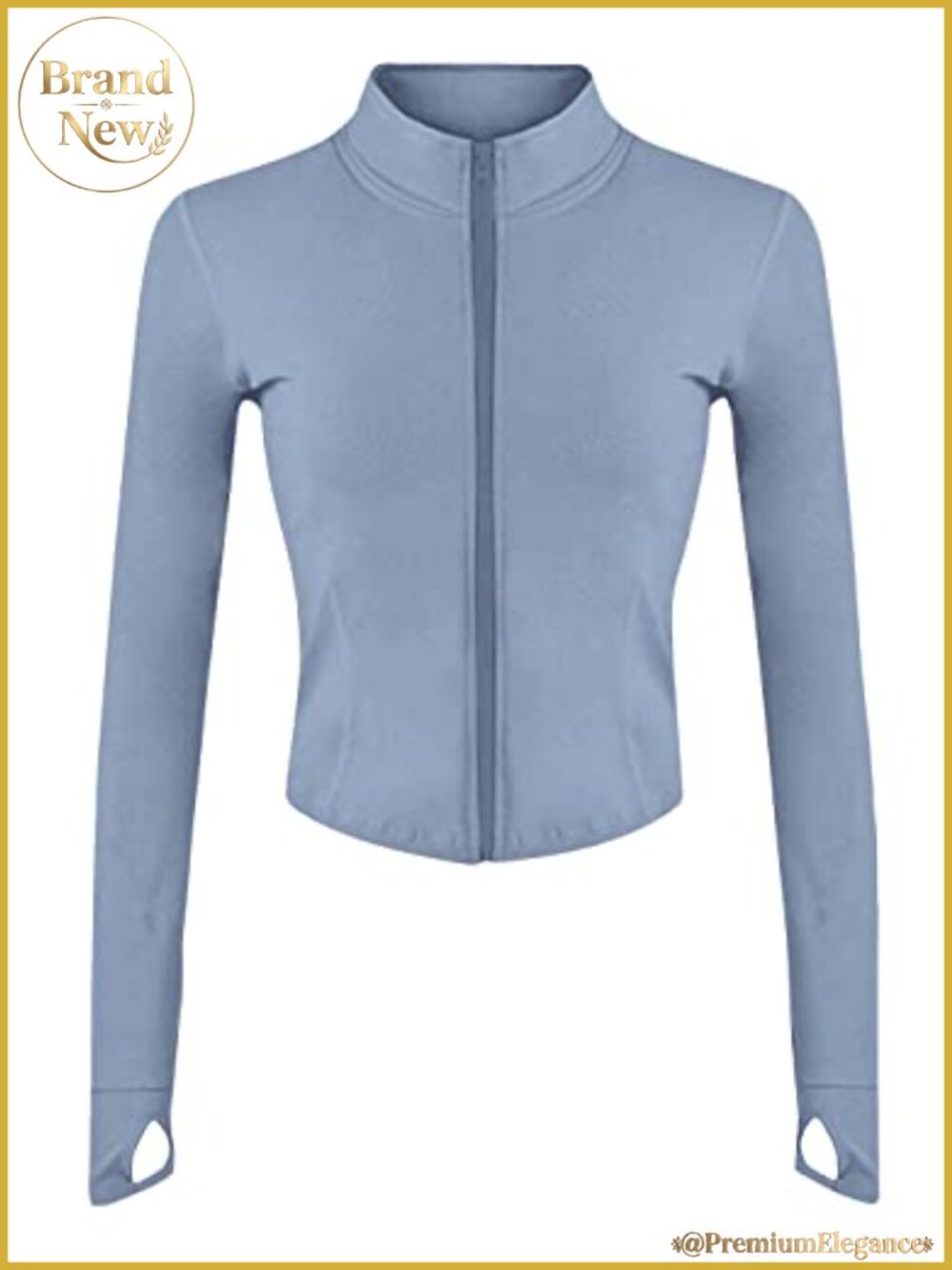 Cropped Zip Up Athletic Jacket Women Thumbholes Yoga Workout Track Jacket
